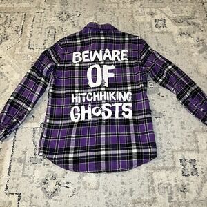 Haunted Mansion Disney Beware Of Hitchhiking Ghosts Cake Worthy Flannel Purple S